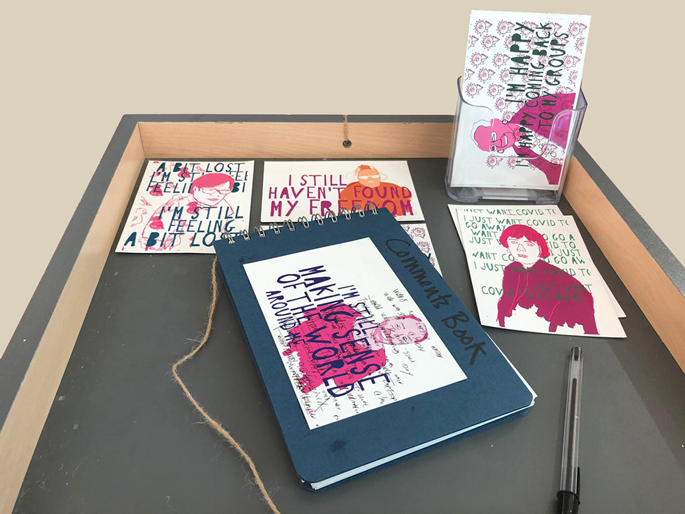 table with art books