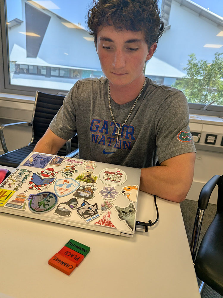 young man with Talk Tiles
