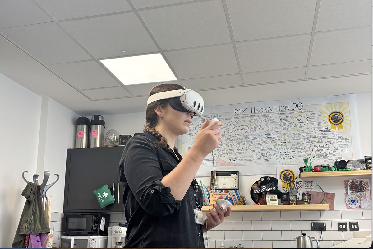 young woman with VR headset