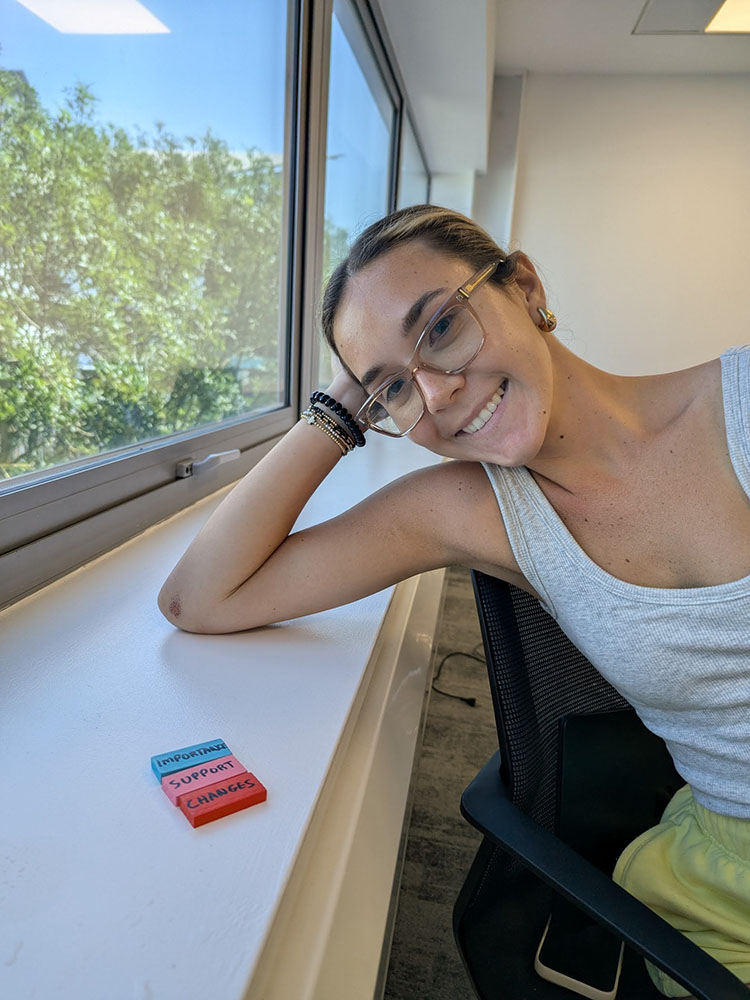 young woman with Talk Tiles