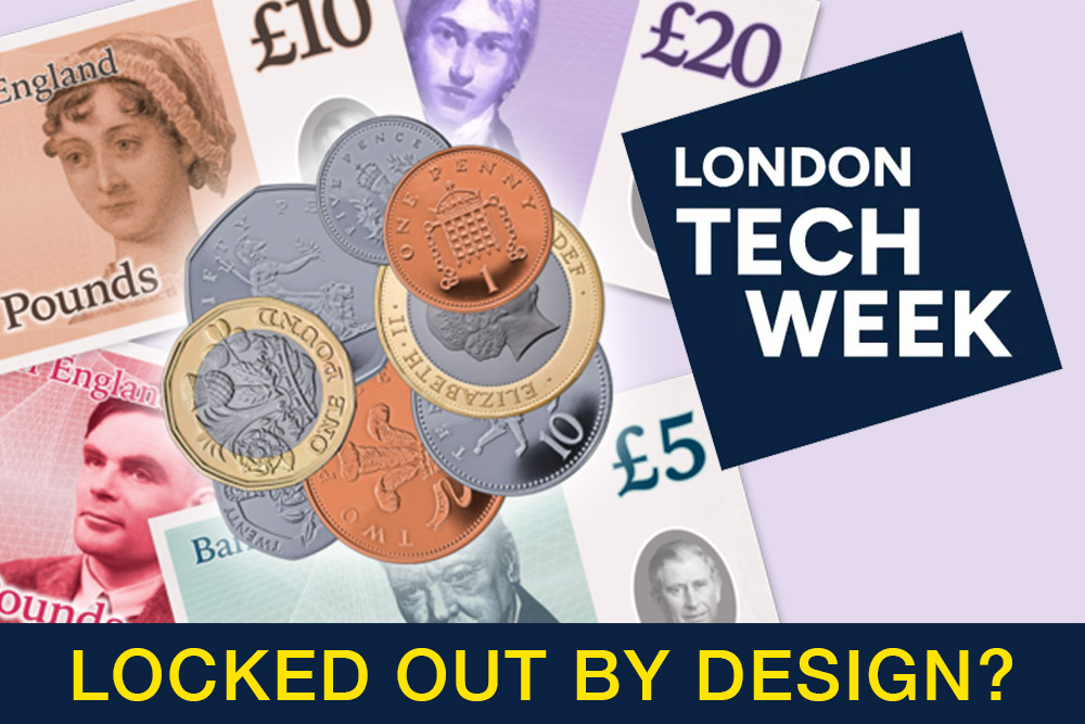 London Tech Week logo with money background