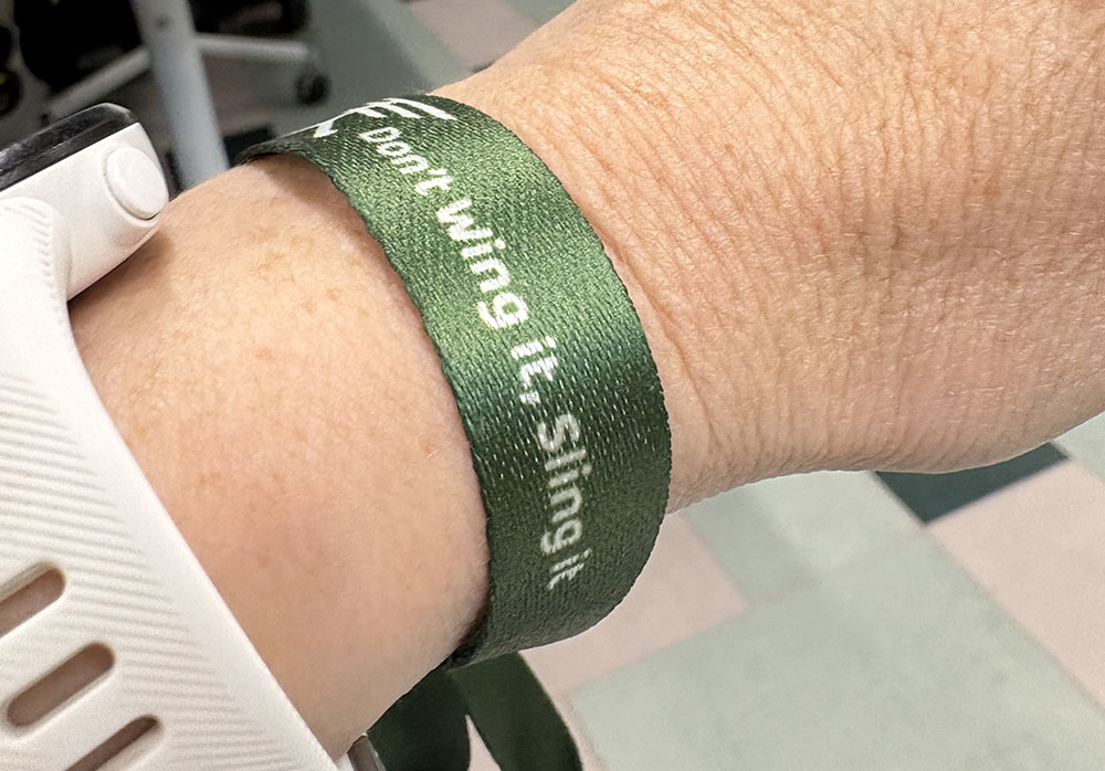 wristband for 'Don't Wing It, Sling It' campaign