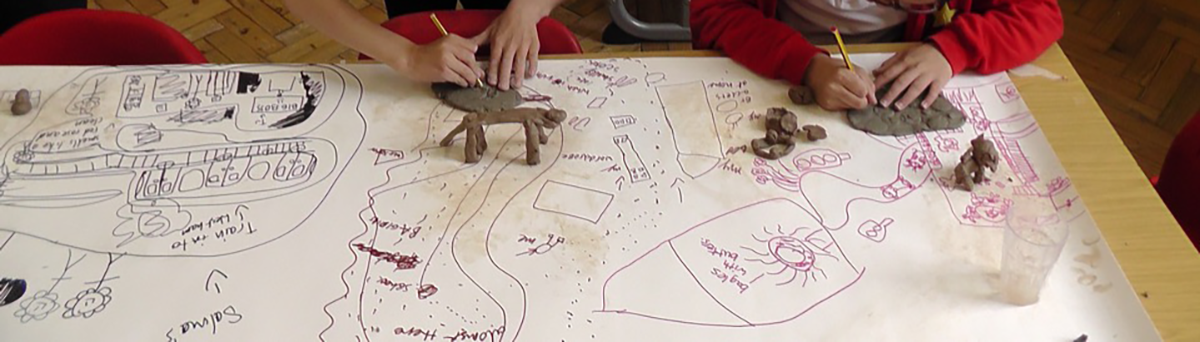drawing and clay